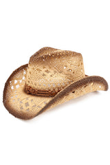 Vintage Western Cowboy Hollow Woven Straw Hat