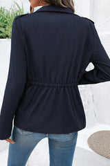 Fashion Long Sleeve Pocket Casual Zipper Jacket