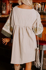 Sweet Duet Embroidered Bell Sleeve Babydoll Mini Dress