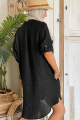 Desert Vibes Pocketed Button Shirt Midi Dress