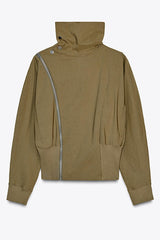 Fashionable High-neck Long-sleeved Zippered Simple Jacket