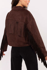 Fashion Lapel Long Sleeve Tassel Decorated Loose Coat