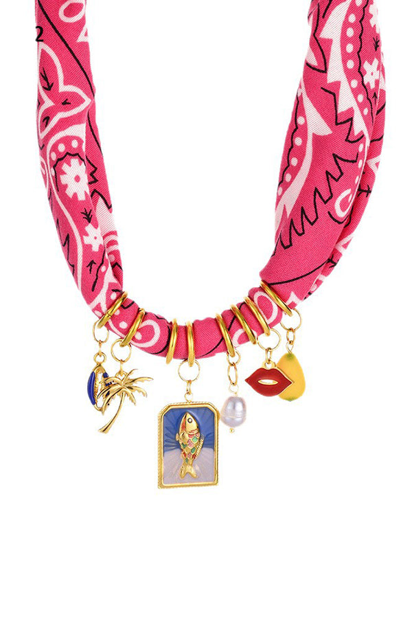 Dopamine Color Silk Scarf Fun Small Item Necklace