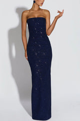 Pandra Glittery Crepe Fabric Off Shoulder Ruched Slit Cape Maxi Dress