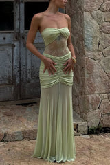 Fashion Lace Splicing Sexy Sleeveless Off-shoulder Slim Maxi Dress