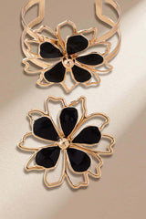 Fashionable Hollow Double-layer Petal Colored Oil Drop Bracelet Ring Set