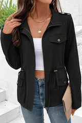 Fashion Long Sleeve Pocket Casual Zipper Jacket