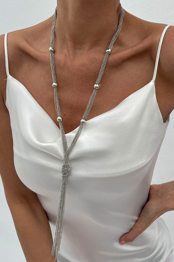 Simple Y-shaped Metal Tassel Chain Necklace
