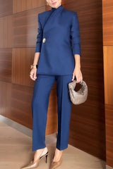 Exquisite and Fashionable High Waist Pocketed Straight Leg Pencil Pants