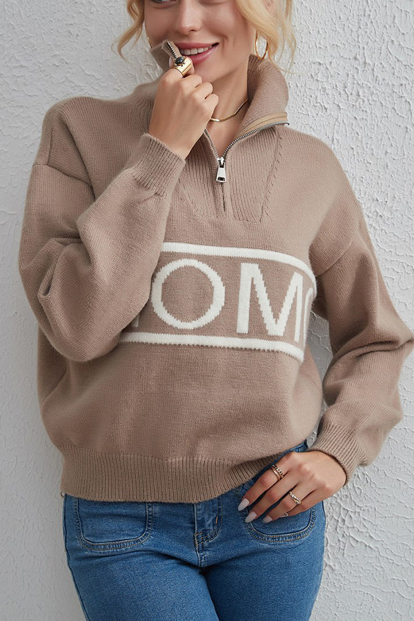 women's design letter knit sweater