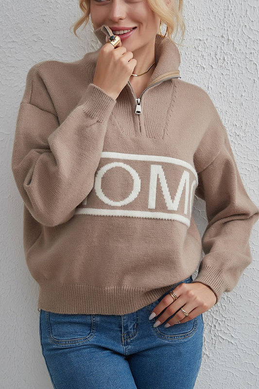 women's design letter knit sweater