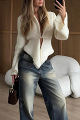 Retro V-neck Long-sleeved Sexy Hollow Loose Knitted Cardigan