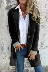 Fashion Lapel Pocket Single-breasted Casual Mid-length Coat