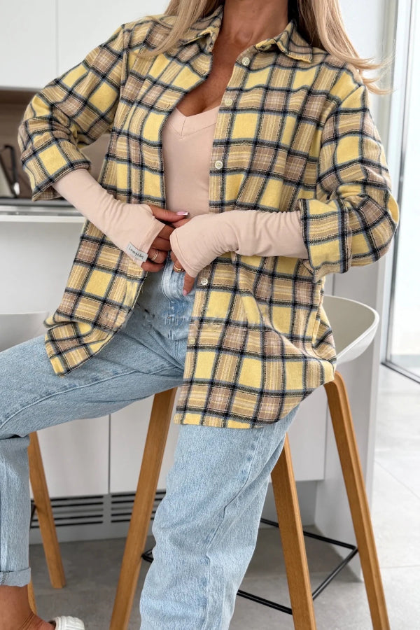 Love of Mine Plaid Print Long Sleeve Oversized Blouse