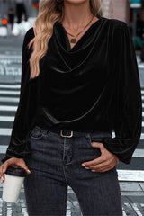 Fashionable Velvet Long-sleeved Loose Casual Top