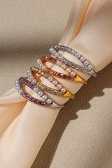 Fashionable Double-layer Inlaid Rhinestone Pearl Ring