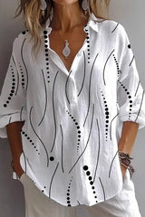 Unique Print Lapel Long Sleeve Casual Shirt