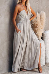 Pocketted Halter Maxi Dress