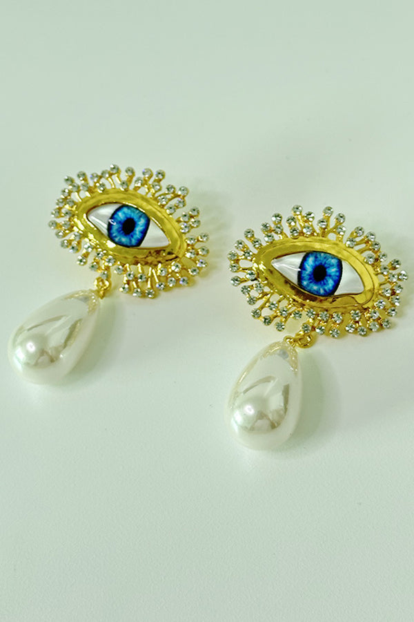 Fashionable Evil Eye Diamond Earrings