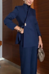 Exquisite and Fashionable Stand Lapel Neck Metal Button Long Sleeve Blazer