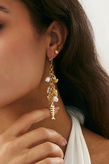 Fashionable Metal Fish Pendant Earrings