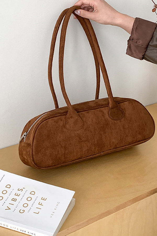 Vintage Suede Baguette Shoulder Bag