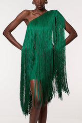 Fashion One-shoulder Slim-fit Elegant Tassel Mini Dress