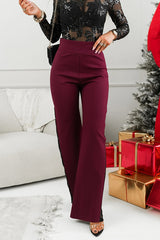 Joelie High Rise Elastic Waistband Side Lace Patchwork Flare Pants