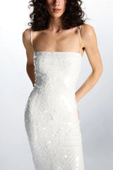 Sexy Sequined Halter-neck Backless Slim Fit Slit Midi Dress