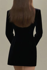 Fashion Lapel Long Sleeve Button Ruffle Trim Mini Dress