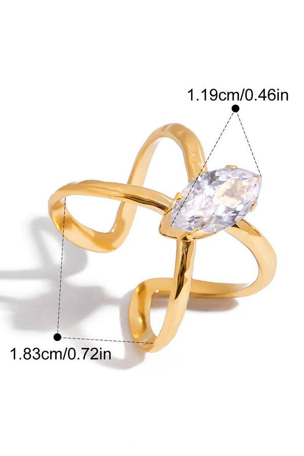 Elegant Zircon Geometric Titanium Steel Ring