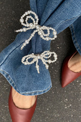 Fashion Bow Pearl Imitation Paper Clip Anklet