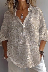 Unique Print Lapel Long Sleeve Casual Shirt