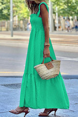 Tell Me Something Smocked Plaid Maxi Dress