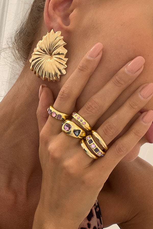 Fashionable Hollow Diamond Irregular Retro Ring