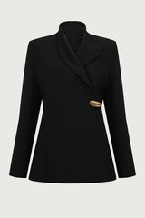 Exquisite and Fashionable Stand Lapel Neck Metal Button Long Sleeve Blazer