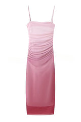 Timeless Se Mesh Gradient Ruched Cowl Neck Midi Dress