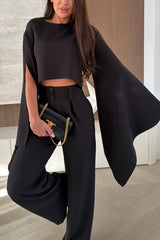 City Atelier Bell Slit Sleeve Top and High Rise Pocket Wide Leg Pants Set