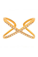 Elegant Super-shiny Zircon Star and Moon Irregular Geometric Ring