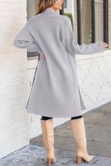Solid Color Long-sleeved Casual Loose Pocket Mid-length Cardigan