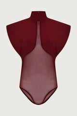 Vita Mesh Patchwork High Neck Wide Sleeve Bodysuit and High Rise Pocket Slit Pants Set