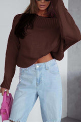 Solid Color Long-sleeved Round Neck Loose Knitted Sweater