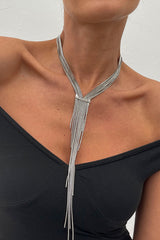 Simple Y-shaped Metal Tassel Chain Necklace