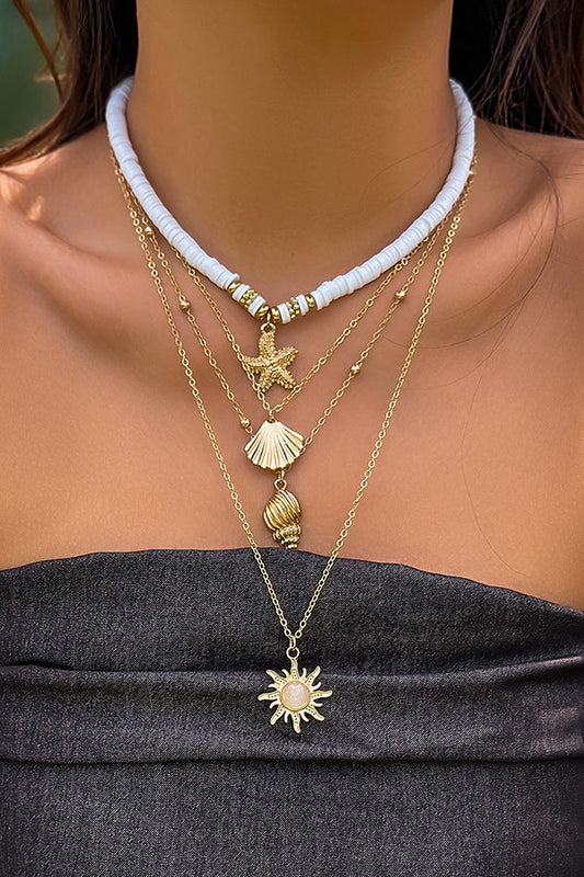 Bohemian Sunflower Multi-layer Pearl Shell Necklace