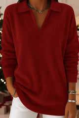 Solid Color Velvet Long-sleeved Loose Casual Top