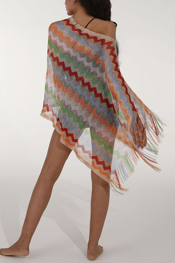 Fashionable Colorful Knitted Sunscreen Beach Shawl
