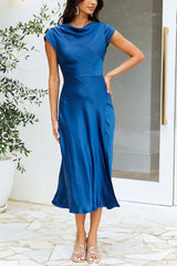 Slip Into The Night Satin Twist Back Slit Midi Dress