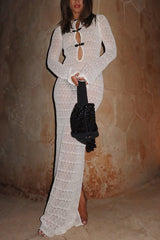 Sexy Backless Long-sleeved Knitted Slim-fit Maxi Dress