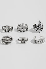 Dark Punk Retro Ring Set