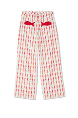 Good Luck Linen Blend Koi Pattern High Rise Elastic Waist Loose Pants